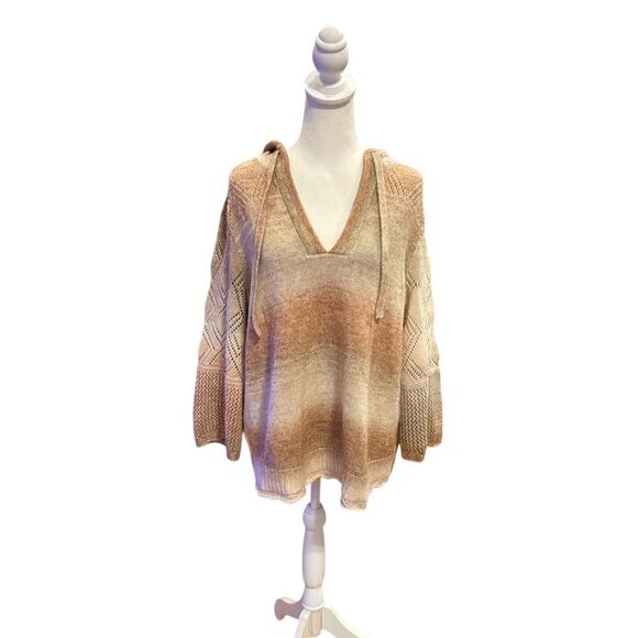 Torrid Space Dye Hoodie Pullover Sweater Womens Size Large Knit Beige Pink Cream - Picture 2 of 14